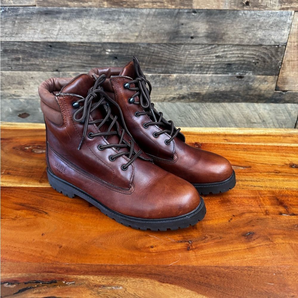 Trader Bay Brown Leather Boots Durable Workwear